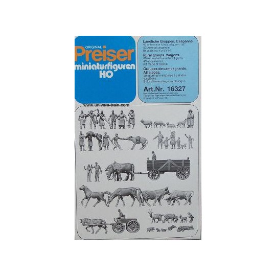 Preiser_16327-Preiser 16327 figures, groups of country folk and horse-drawn carriages