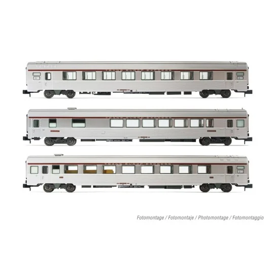 HN4444-Arnold HN4444 Set of 3 TEE coaches, Paris - Ruhr, A4Dtux / Vru / A3rtu, SNCF, N scale