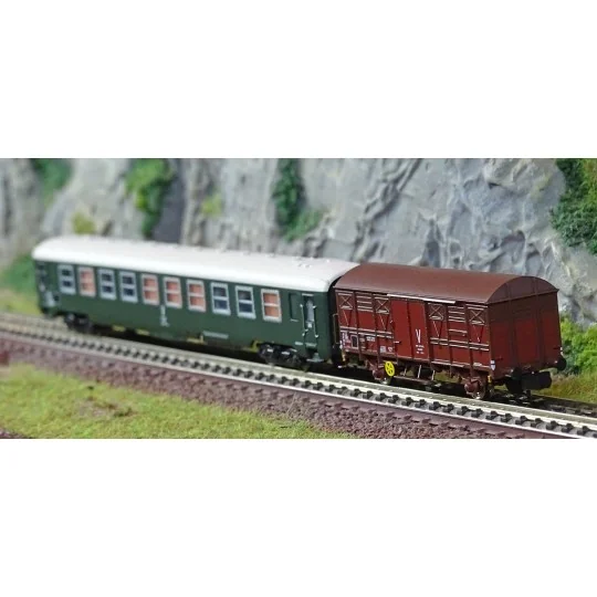 HN4446-Arnold HN4446 Unit Set, Maintenance Train, ex B10 Coach and G4 Wagon, SNCF, N Scale