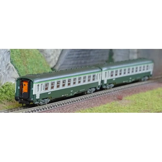 HN4449-Arnold HN4449 Set de 2 voitures DEV AO, B10, livrée verte/grise, logo Nouille, SNCF, échelle N