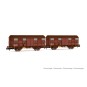 HN6570-Arnold HN6570 Set of 2 Permaplex type Kv covered wagons, brown livery, SNCF, N scale