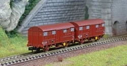 Arnold HN6570 Set de 2 wagons couverts à essieux type Kv Permaplex, livrée marron, SNCF, échelle N Arnold HN6570 - 1