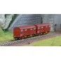 HN6570-Arnold HN6570 Set of 2 Permaplex type Kv covered wagons, brown livery, SNCF, N scale