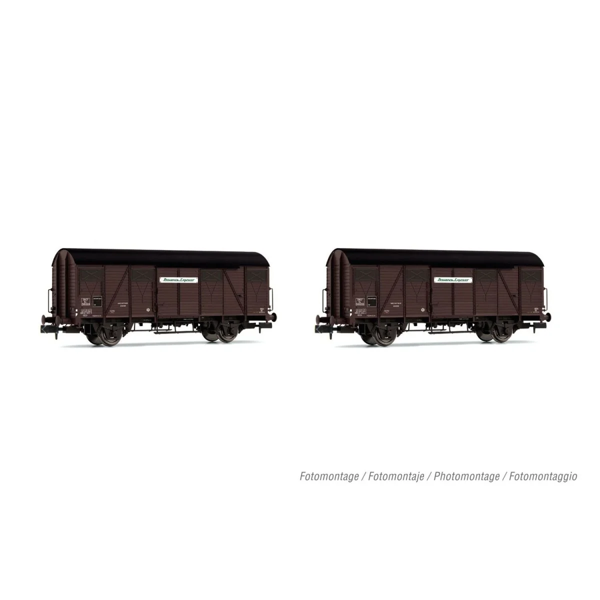 Arnold HN6571 Set of 2 covered wagons with Kv type axles, brown liv...
