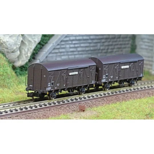 HN6571-Arnold HN6571 Set de 2 wagons couverts à essieux type Kv, livrée marron, SNCF, Provence Express, échelle N