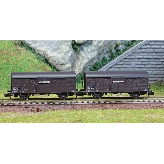 HN6571-Arnold HN6571 Set of 2 covered wagons with Kv type axles, brown livery, SNCF, Provence Express, N scale