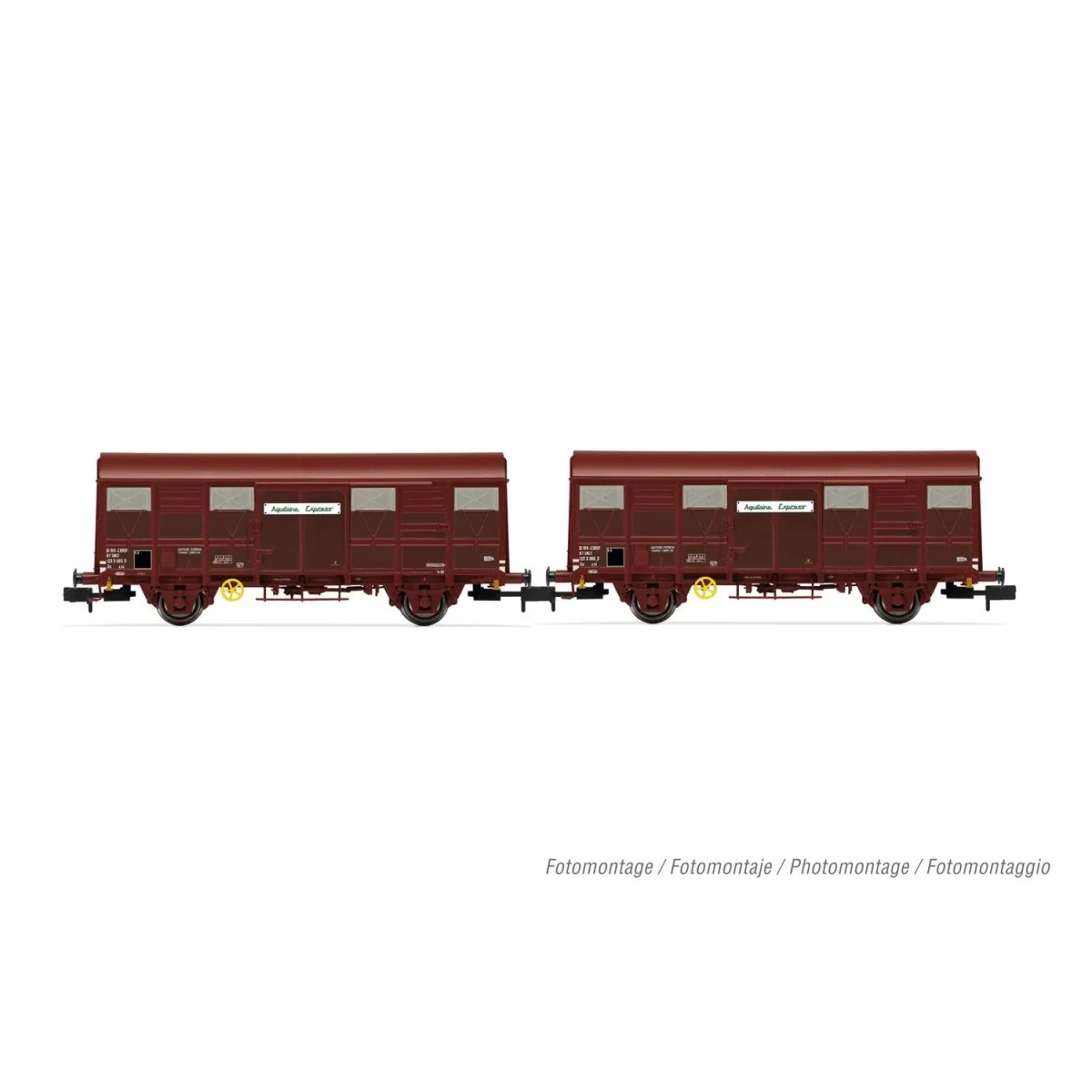 Arnold HN6572 Set of 2 Permaplex type G4 covered wagons, brown live...