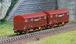 Arnold HN6572 Set de 2 wagons couverts à essieux type G4 Permaplex, livrée marron, SNCF, Aquitaine Express, échelle N Arnold HN6