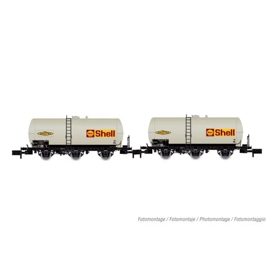 HN6609-Arnold HN6609 Set de 2 wagons citernes à 3 essieux Uh, SNCF, Shell, échelle N