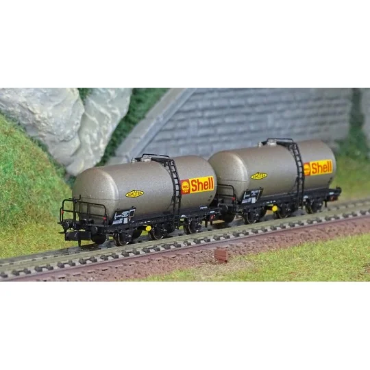 HN6609-Arnold HN6609 Set de 2 wagons citernes à 3 essieux Uh, SNCF, Shell, échelle N