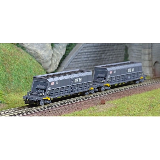HN6615-Arnold HN6615 Set of 2 Faoos bogie hopper wagons, coal transport, SNCF, SGW / STEMI, N scale