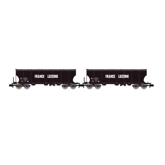 Arnold HN6619 Set of 2 round-sided bogie hopper wagons, grain trans... HN6619-Arnold HN6619 Set of 2 round-sided bogie hopper wagons, grain transport, SNCF, France Luzerne, N scale