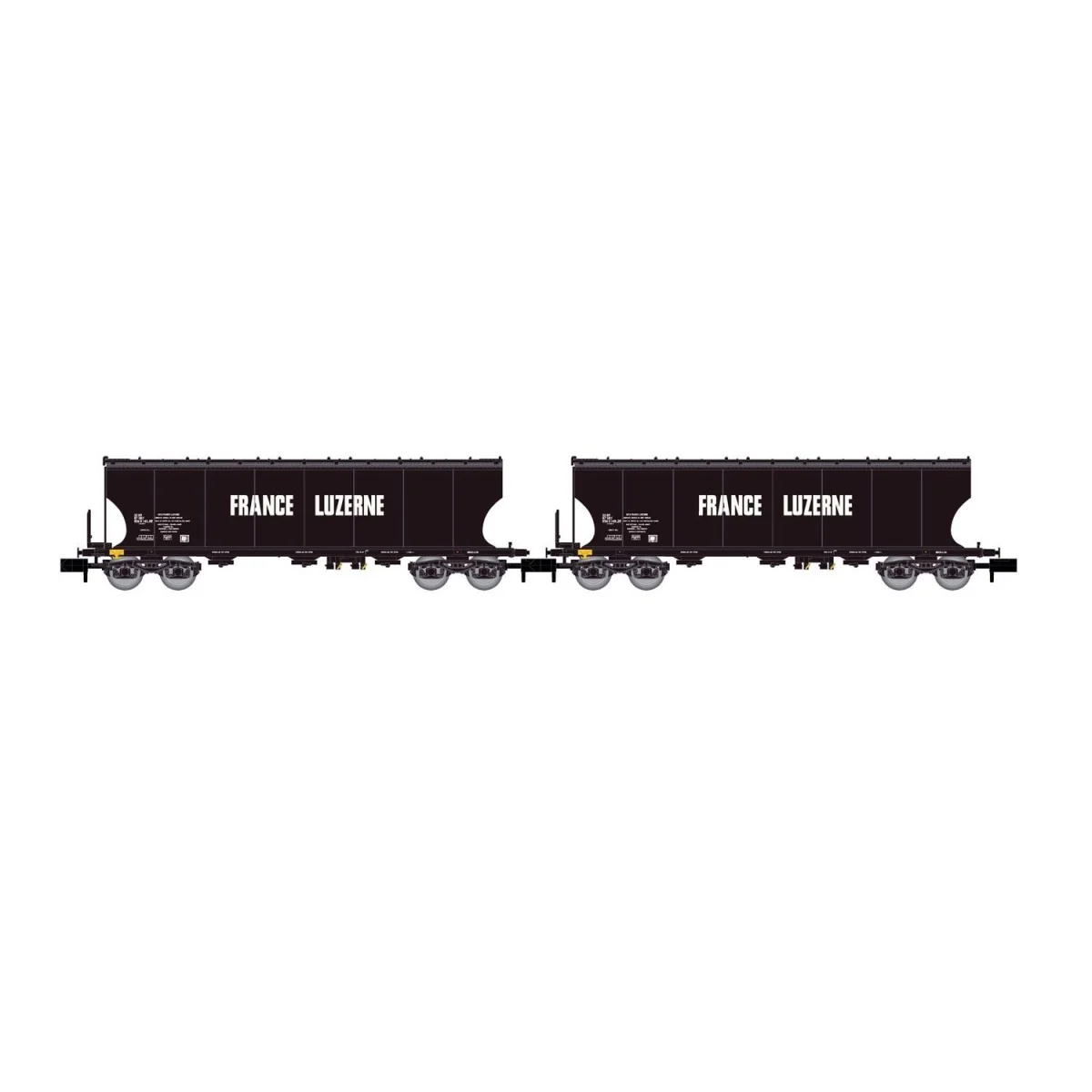 Arnold HN6619 Set of 2 round-sided bogie hopper wagons, grain trans... Arnold HN6619 Set of 2 round-sided bogie hopper wagons, grain trans...