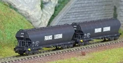 Arnold HN6619 Set de 2 wagons trémies à bogies parois rondes, transport céréales, SNCF, France Luzerne, échelle N Arnold HN6619 