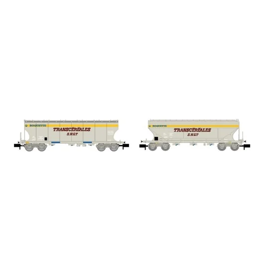 HN6620-Arnold HN6620 Set of 2 bogie hopper wagons, grain transport, SNCF, Transcéréales SHGT Roquette, N scale