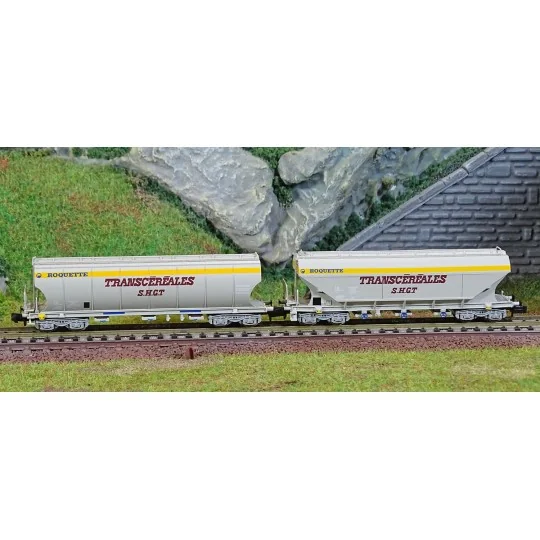 HN6620-Arnold HN6620 Set de 2 wagons trémies à bogies, transport céréales, SNCF, Transcéréales S.H.G.T. Roquette, échelle N