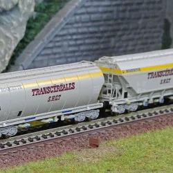 Arnold HN6620 Set de 2 wagons trémies à bogies, transport céréales, SNCF, Transcéréales S.H.G.T. Roquette, échelle N Arnold HN66