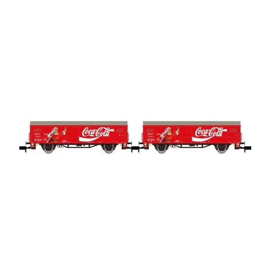 Arnold HN6645 Set of 2 covered wagons with axles JPD, RENFE, Coca-C... HN6645-Arnold HN6645 Set of 2 covered wagons with axles JPD, RENFE, Coca-Cola, N scale