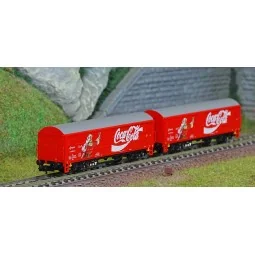 Arnold HN6645 Set of 2 covered wagons with axles JPD, RENFE, Coca-C...