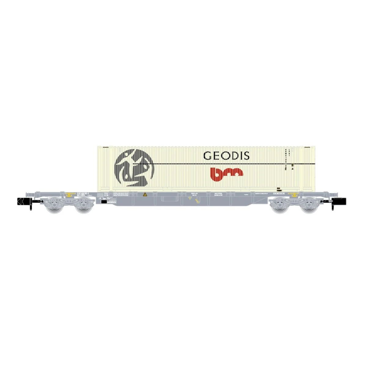 Arnold HN6649 Sgss type bogie container wagon, F-NOVA, with 45' Geo... Arnold HN6649 Sgss type bogie container wagon, F-NOVA, with 45' Geo...