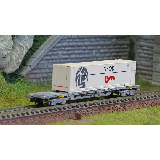 HN6649-Arnold HN6649 Sgss type bogie container wagon, F-NOVA, with 45' Geodis container, N scale