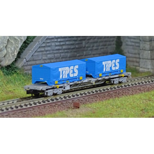 HN6650-Arnold HN6650 Wagon porte-conteneurs à bogies type Sgss, SNCF, avec 2 conteneurs de 22' Tipes, échelle N