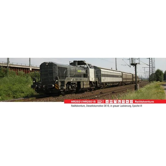 HR2921S-Jouef HR2921S Locomotive diesel Vossloh DE 18, RailAdventure, livrée grise, digitale sonore