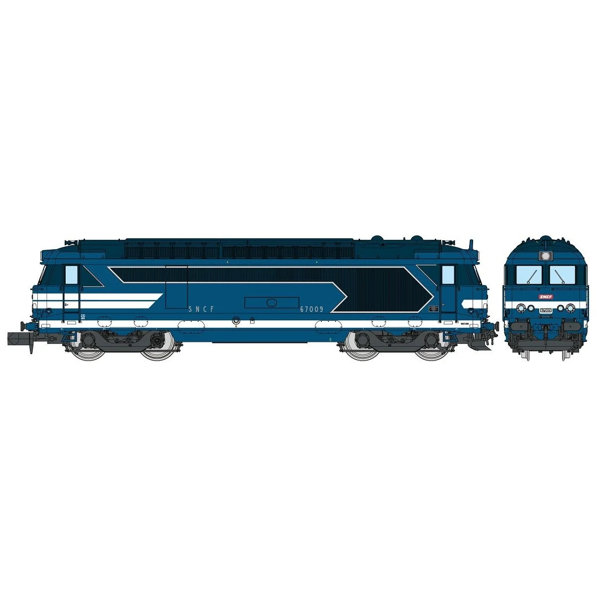 REE Modeles NW323 BB 67009 diesel locomotive, blue livery with plat...