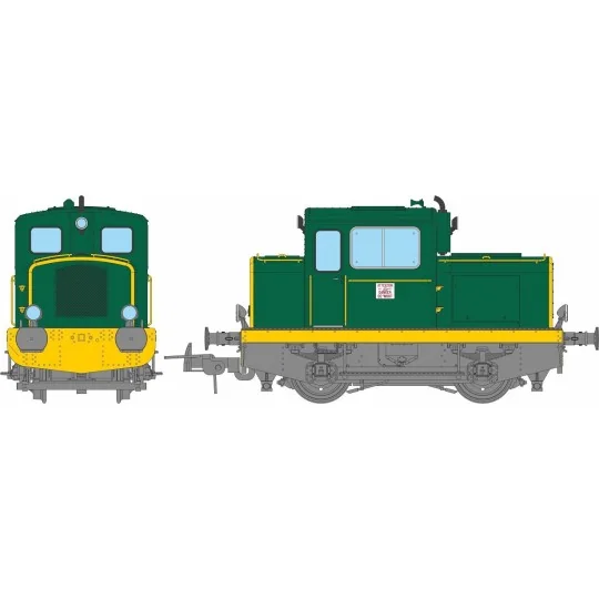 MB-219-Ree Modeles MB219 Moyse 32 TDE shunting locomotive, industrial, green with yellow stripes, era IV-V