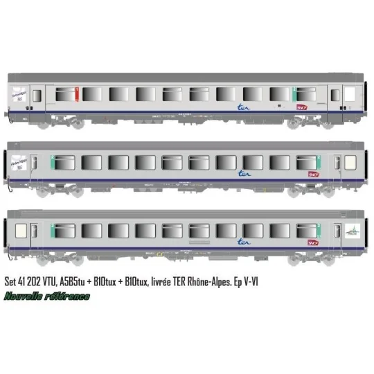 Lsm_41202-LS Models 41202 Set of 3 VTU A5B5/B10/B10 coaches, TER Rhone-Alpes