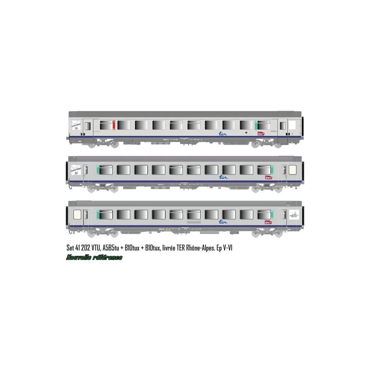 LS Models 41202 Set of 3 VTU A5B5/B10/B10 coaches, TER Rhone-Alpes ...
