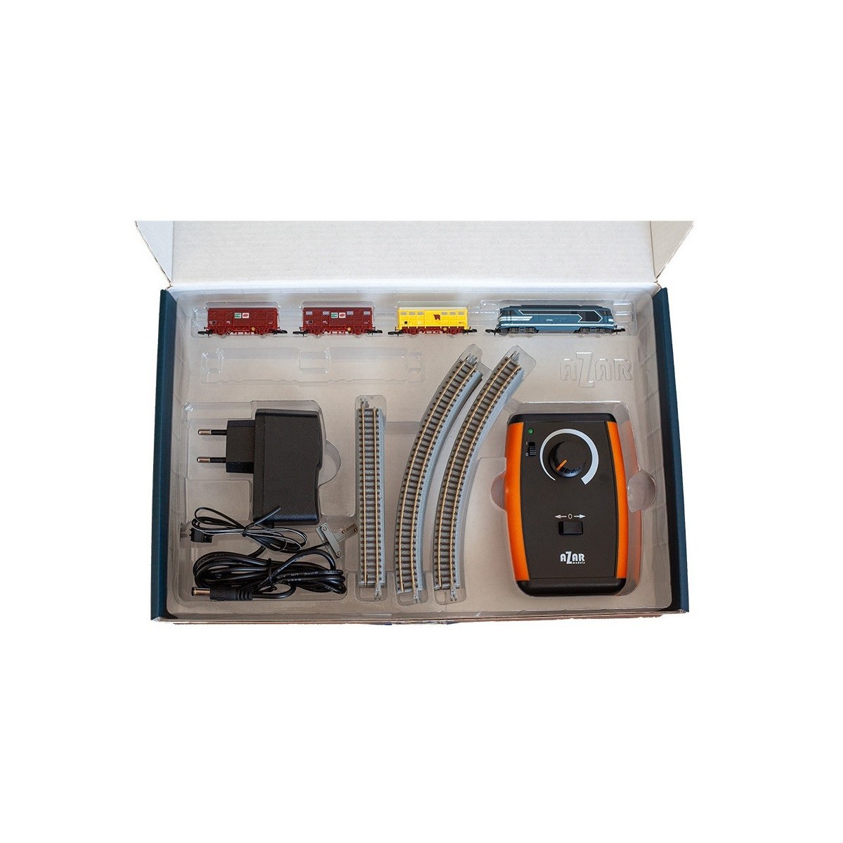 Azar AZP01 Coffret de départ train de marchandises, locomotive BB 67400 bleue SNCF, échelle Z AZAR Models AZAR_AZP01 - 5