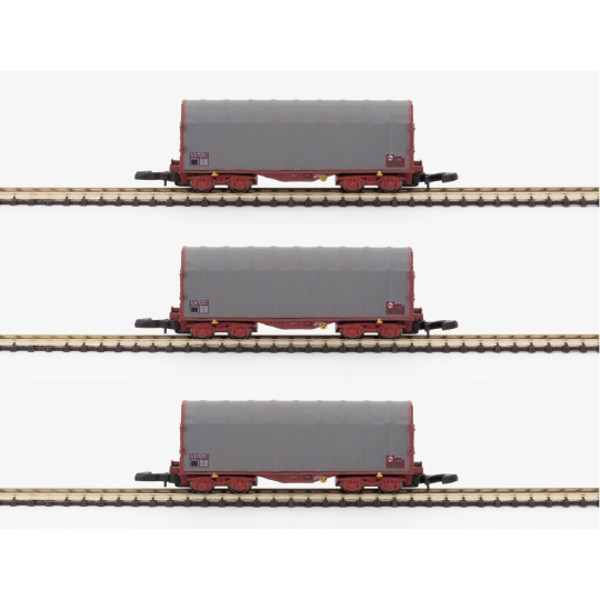 AZAR_W03-SL3-Azar W03-SL3 Set of 3 short covered wagons with SHIMMS-type bogies, SNCF, without logo, Z scale