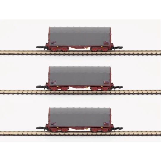 Azar W03-SL3 Set of 3 short covered wagons with SHIMMS-type bogies,... AZAR_W03-SL3-Azar W03-SL3 Set of 3 short covered wagons with SHIMMS-type bogies, SNCF, without logo, Z scale