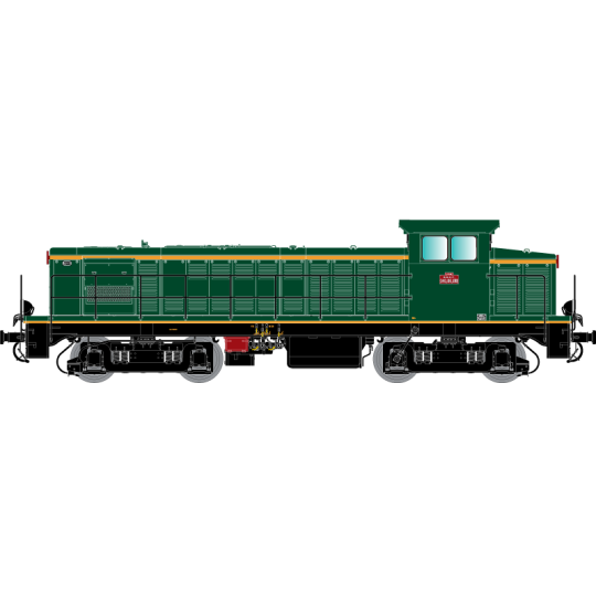 R37_HO41033DS-R37 HO41033DS 040 DE 132 diesel locomotive, SNCF, green livery with orange stripes, La Plaine depot, digital sound system