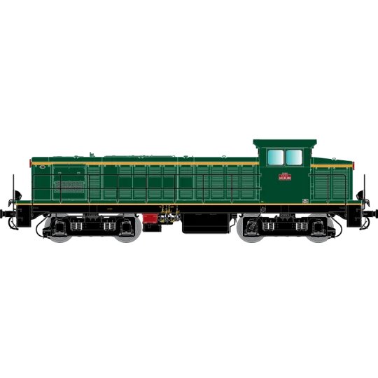 R37_HO41033-R37 HO41033 040 DE 132 diesel locomotive, SNCF, green livery with orange stripes, La Plaine depot