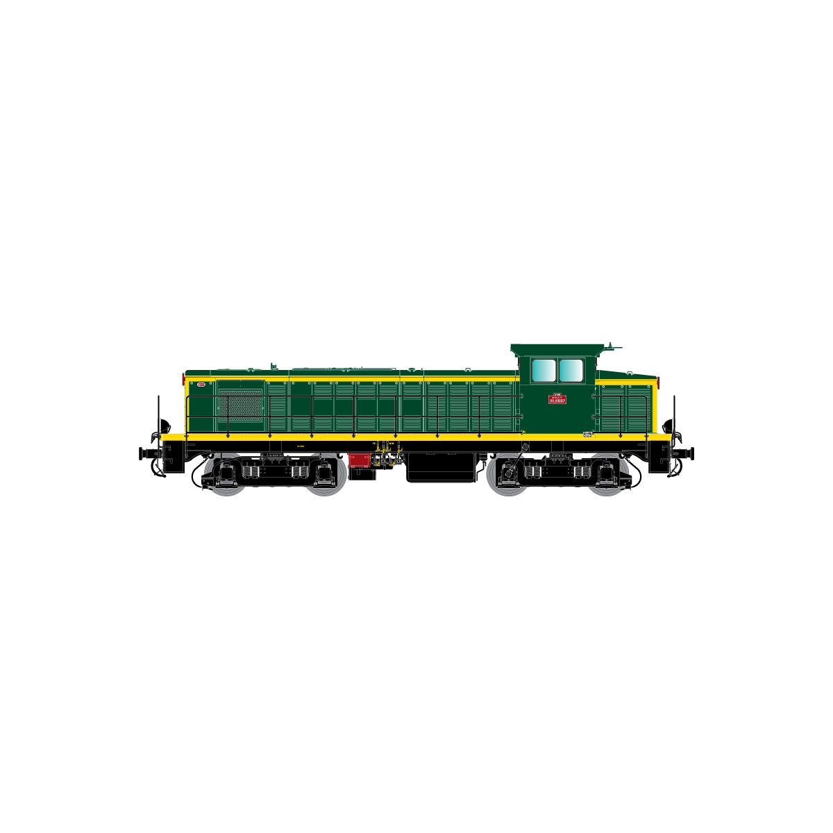 R37 HO41034DS Locomotive diesel BB 63137, SNCF, livrée verte et bandes jaunes, dépôt La Plaine, digital sonorisée Rail 37 - R37 