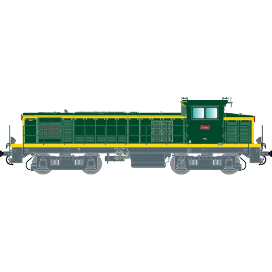 R37_HO41035DS-R37 HO41035DS BB 63134 diesel locomotive, SNCF, green livery with yellow stripes, Achères depot, digital sound
