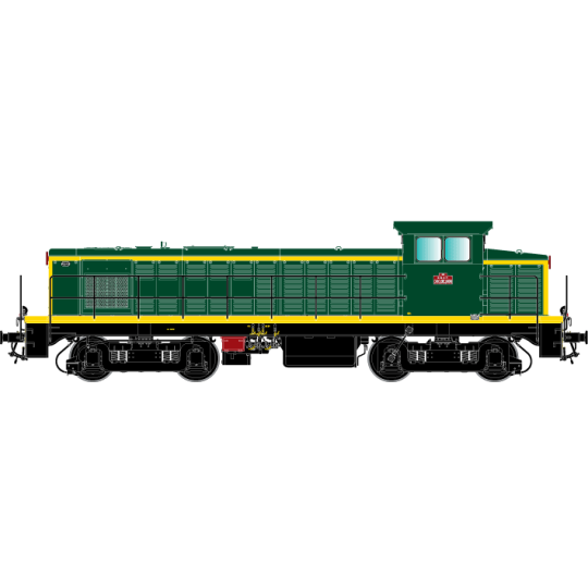 R37_HO41103DS-R37 HO41103DS Locomotive diesel 040 DE 608, SNCF, livrée verte et bandes jaunes, dépôt Caen, digital sonorisée