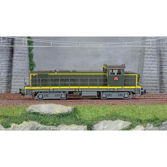 R37_HO41106-R37 HO41106 SNCF BB 63510 diesel locomotive, green livery with yellow stripes, Rennes depot