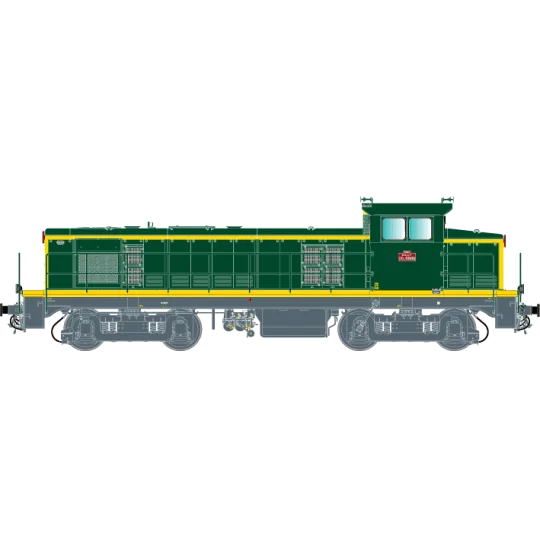R37_HO41108-R37 HO41108 Locomotive diesel BB 63818 UM, SNCF, livrée verte et bandes jaunes, dépôt Vénissieux