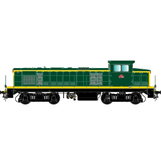 R37_HO41111-R37 HO41111 Locomotive diesel BB63901 1.5Kv, SNCF, livrée verte et bandes jaunes, dépôt La Plaine