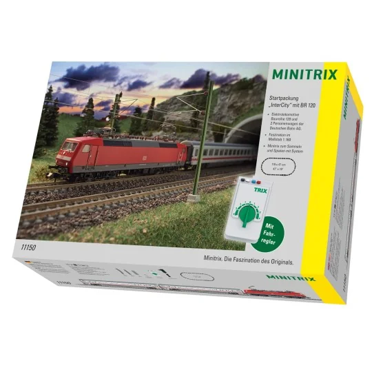 Trix_11150-MiniTrix 11150 Coffret de départ train voyageurs avec série 120 électrique, DB AG, échelle N