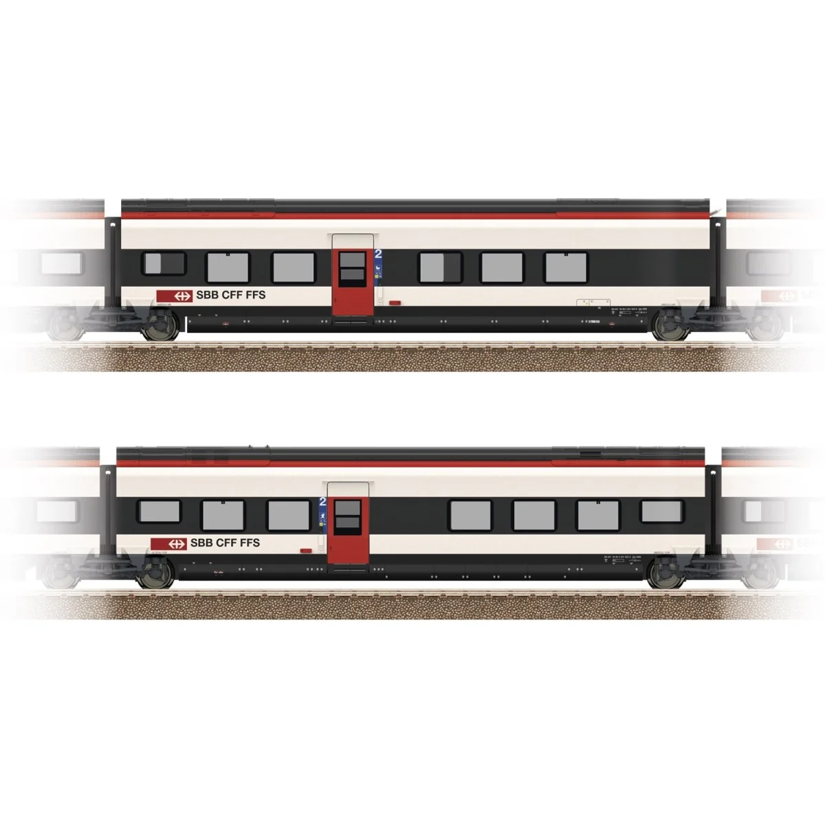 Trix 23282 Set of 2 additional 2nd class carriages RABe 501 Giruno ...