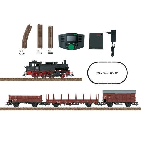 Trix_21531-Trix 21531 DB Class 74 Steam Freight Train Starter Set, Digital