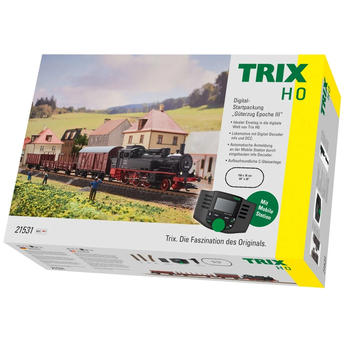 Trix 21531 DB Class 74 Steam Freight Train Starter Set, Digital