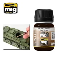 Dark brown wash for green vehicles, 35ml. Mig