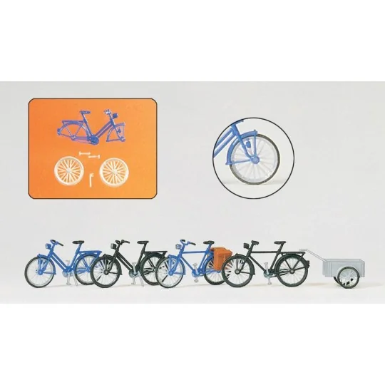 Preiser 17161 Set of 4 bicycles and 1 trailer - Preiser - PREISER_1... PREISER_17161-Preiser 17161 Set of 4 bicycles and 1 trailer - PREISER_17161