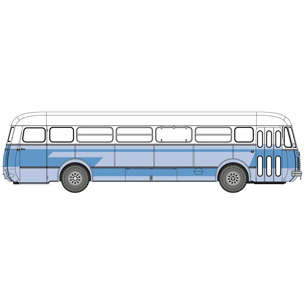 Ree Modeles CB131 Renault R4190 Blue and White Coach, Child Transpo...