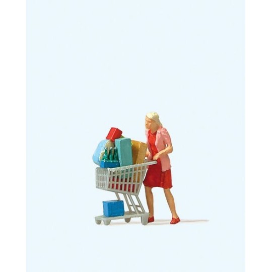 Preiser_28081-Preiser 28081 personnage, Femme avec caddie